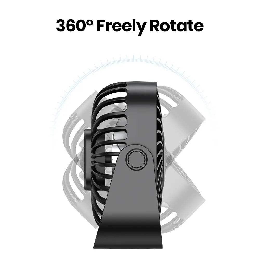 TOPK 4Inch USB Mini Portable Fan for Camping,3 Speeds Quiet Desk Table Personal Fan,360Β°Adjustment Standing Fans for Room Home