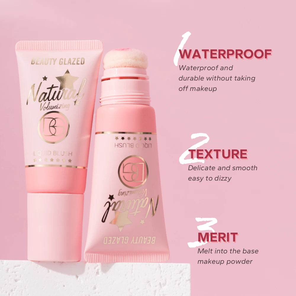 Beauty Glazed 6-Colors Liquid Blush, Shimmer Pearly Finish Suitable For All Skin Tones , Velvet Matte, Long-lasting ,Waterproof