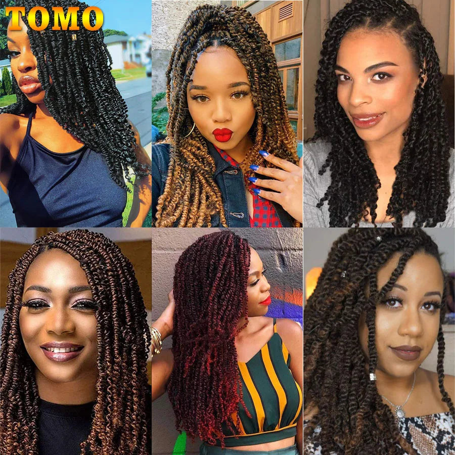 TOMO Bomb Twist Crochet Braids Pre-looped Passion Twist Crochet Hair Ombre Spring Twist Synthetic Braiding Hair Extensions 14"