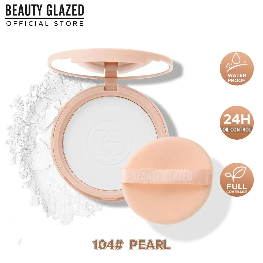 BEAUTY GLAZED Face Powder Oil Control Flawless Long Lasting Waterproof Lipstick Matte Setting Powder Face Makeup With Mirror