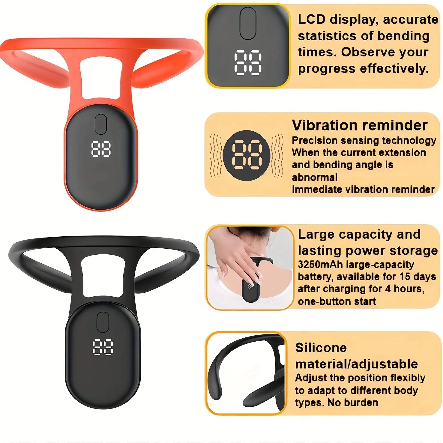 Smart Posture Corrector Vibration Posture Training Reminder Sensor Back Posture Neck Hump Corrector for Adult Kids