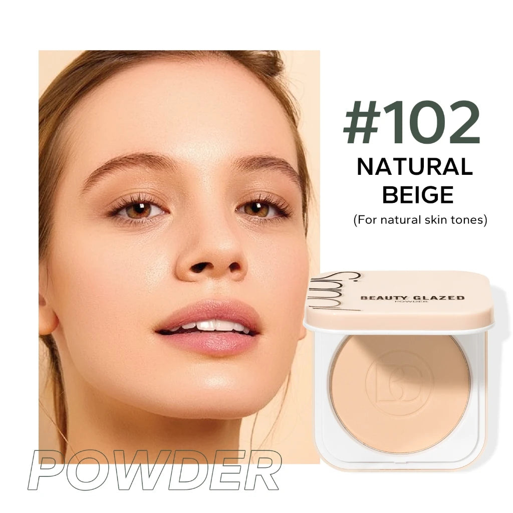 Beauty Glazed Face Powder 24h Oil Control Matte Flawless Full Coverage Long Lasting Soft Waterproof With Mirror And Puff