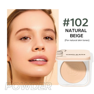 Beauty Glazed Face Powder 24h Oil Control Matte Flawless Full Coverage Long Lasting Soft Waterproof With Mirror And Puff