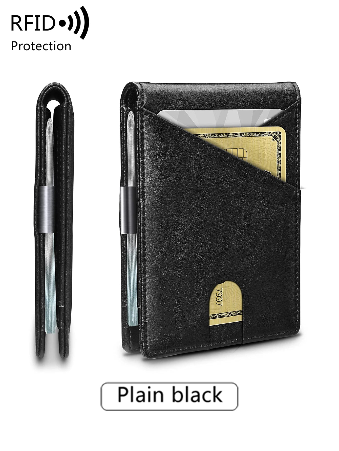 Minimalist men's wallet RFID anti-theft brush double fold cross front pocket portable card holder 12 card multifunctional wallet