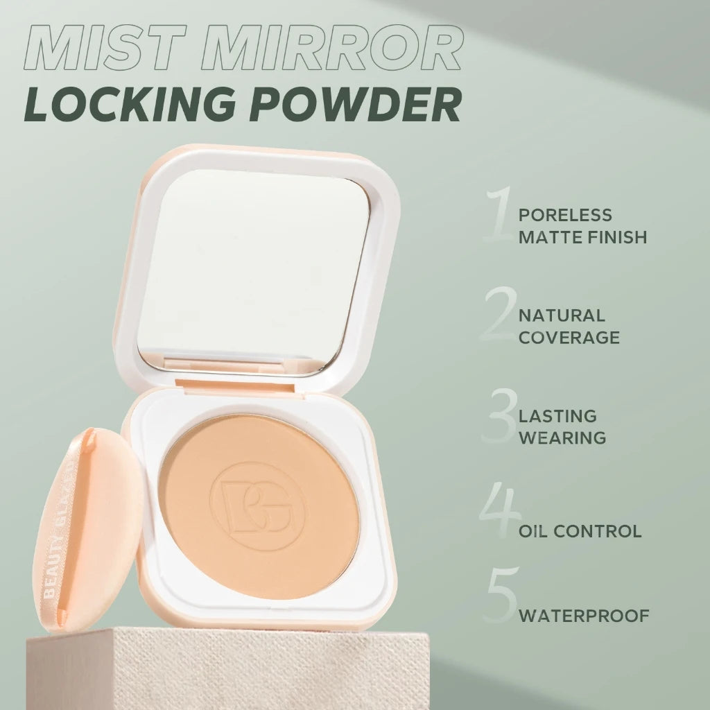 Beauty Glazed Face Powder 24h Oil Control Matte Flawless Full Coverage Long Lasting Soft Waterproof With Mirror And Puff