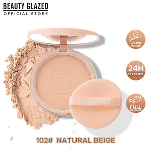 BEAUTY GLAZED Face Powder Oil Control Flawless Long Lasting Waterproof Lipstick Matte Setting Powder Face Makeup With Mirror