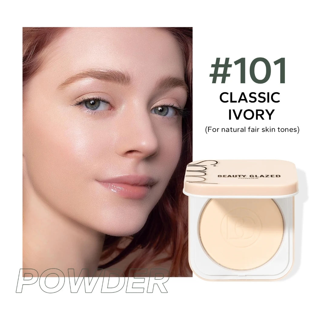 Beauty Glazed Face Powder 24h Oil Control Matte Flawless Full Coverage Long Lasting Soft Waterproof With Mirror And Puff