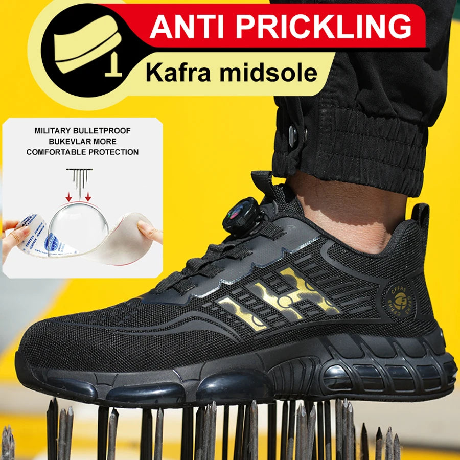 Safety Shoes Men With Steel Toe Cap Anti-smash Men Work Shoes Sneakers Light Puncture-Proof Indestructible Shoes Dropshipping