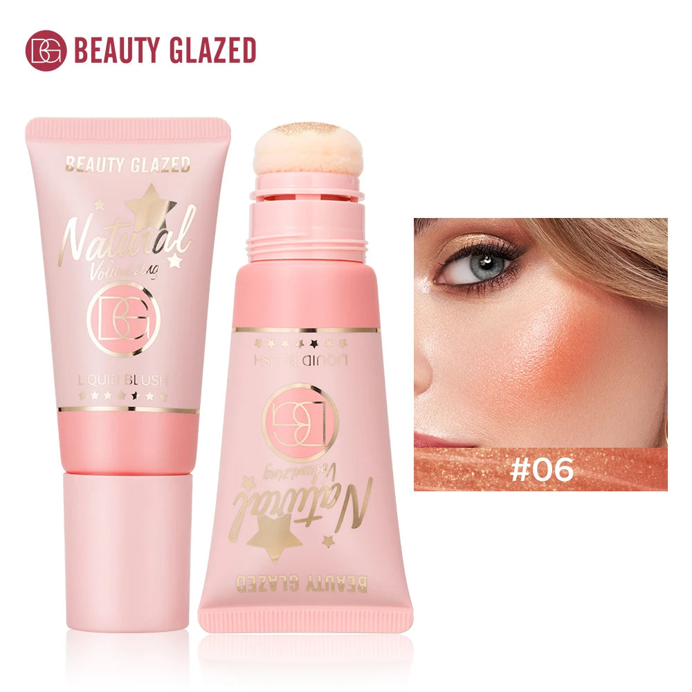 Beauty Glazed 6-Colors Liquid Blush, Shimmer Pearly Finish Suitable For All Skin Tones , Velvet Matte, Long-lasting ,Waterproof