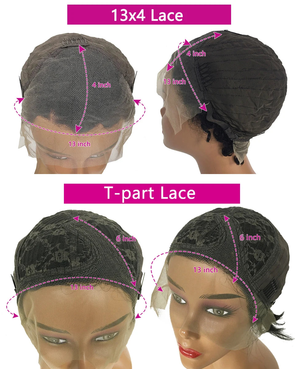 13x4 Pixie Cut Wig Human Hair Wigs Straight Lace Transparent Short Bob Wig T Part Lace Wig Brazilian Human Hair For Women