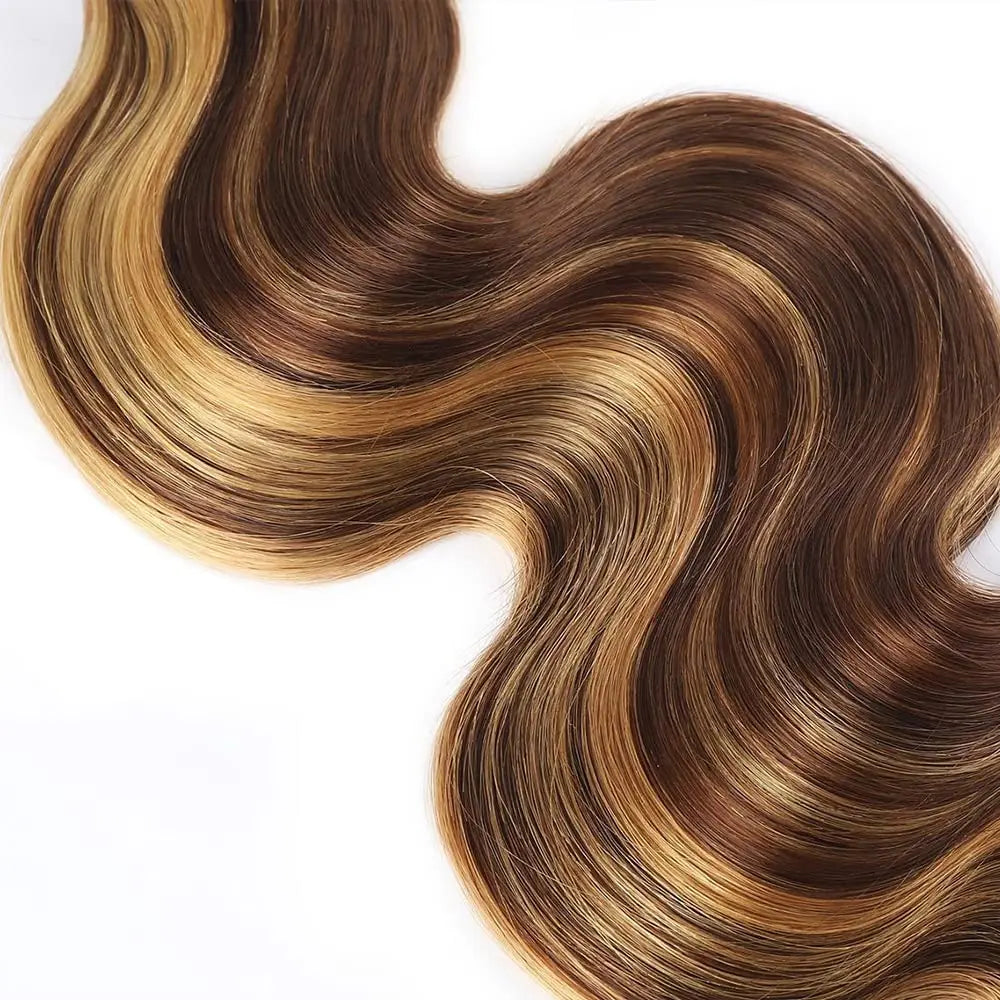 P4-27 Highlight Human Hair Bundles Body Wave Bundles 100% Human Hair Bundles Brown Remy Human Hair Weave Extensions For Woman
