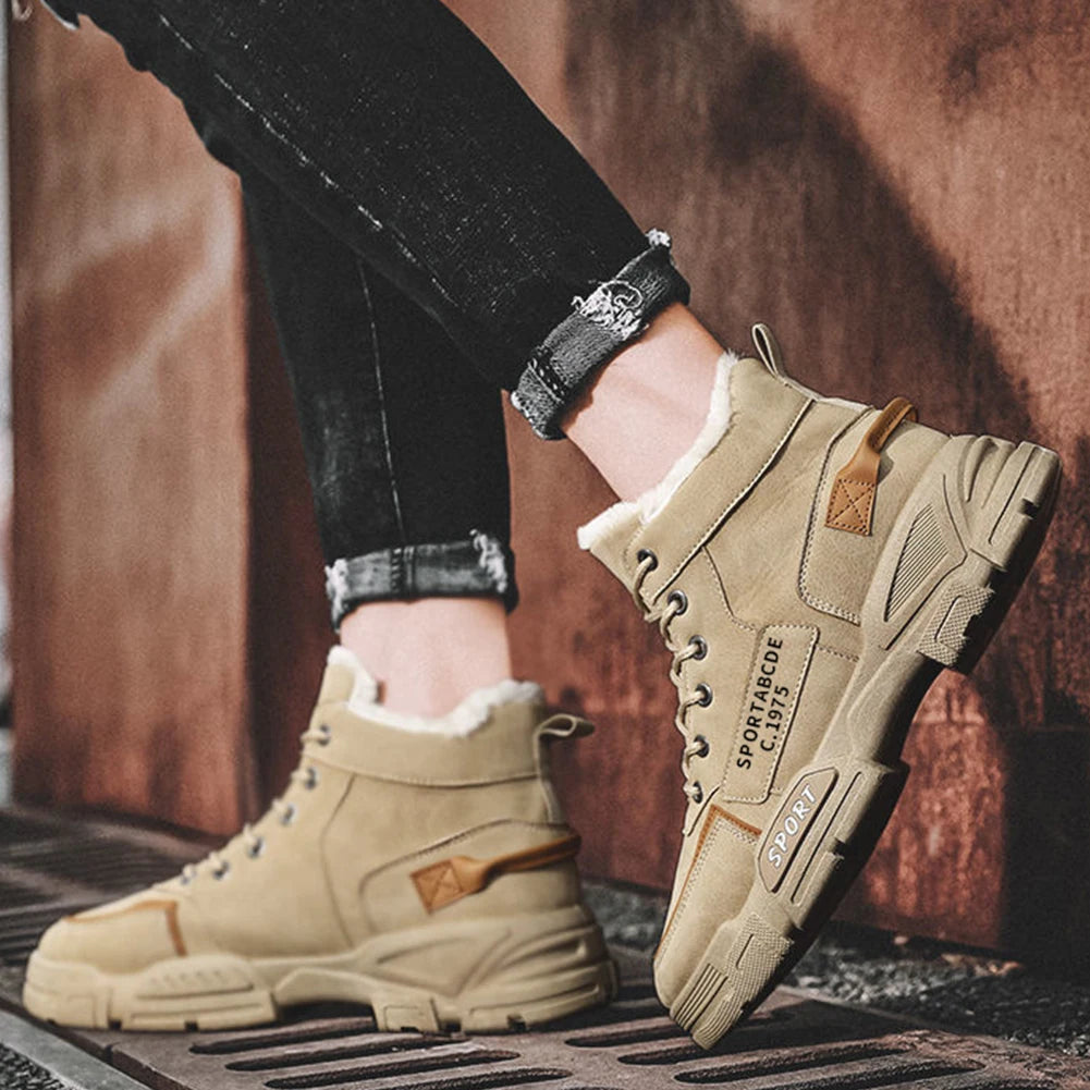 Non-Slip Men's Boots Offer Safety Work Shoes Mens Shooes Men Motorcycle Boot Man Tactical Boots Ankle Snow Winter High top