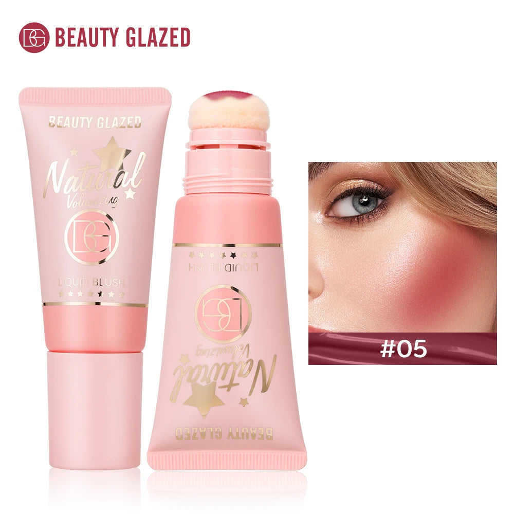 Beauty Glazed 6-Colors Liquid Blush, Shimmer Pearly Finish Suitable For All Skin Tones , Velvet Matte, Long-lasting ,Waterproof