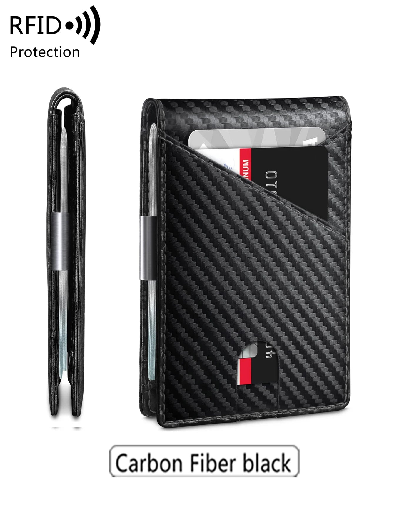 Minimalist men's wallet RFID anti-theft brush double fold cross front pocket portable card holder 12 card multifunctional wallet