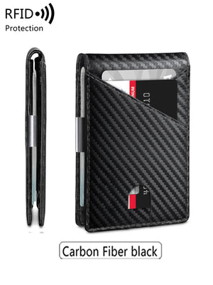 Minimalist men's wallet RFID anti-theft brush double fold cross front pocket portable card holder 12 card multifunctional wallet