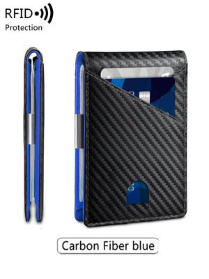 Minimalist men's wallet RFID anti-theft brush double fold cross front pocket portable card holder 12 card multifunctional wallet