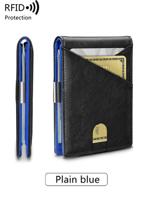 Minimalist men's wallet RFID anti-theft brush double fold cross front pocket portable card holder 12 card multifunctional wallet