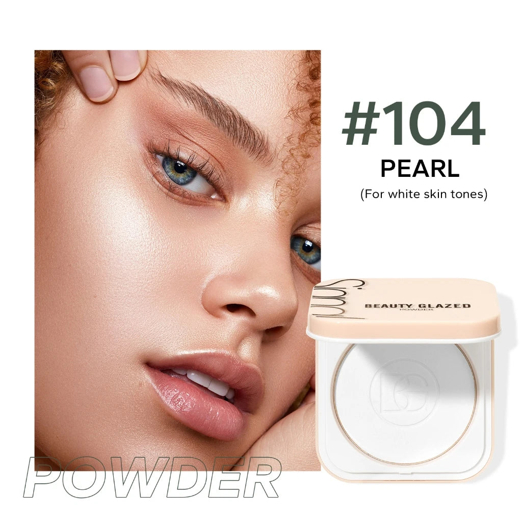 Beauty Glazed Face Powder 24h Oil Control Matte Flawless Full Coverage Long Lasting Soft Waterproof With Mirror And Puff