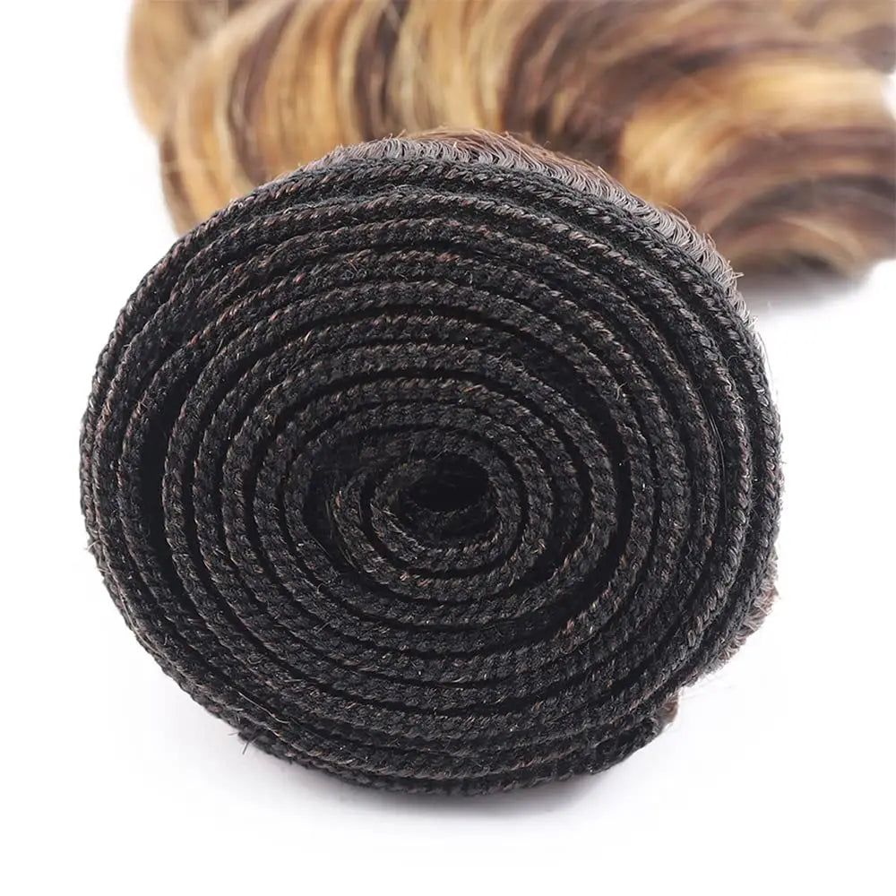 P4-27 Highlight Human Hair Bundles Body Wave Bundles 100% Human Hair Bundles Brown Remy Human Hair Weave Extensions For Woman