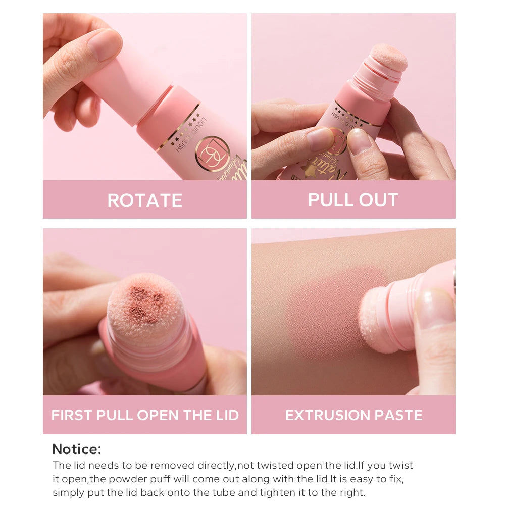 Beauty Glazed 6-Colors Liquid Blush, Shimmer Pearly Finish Suitable For All Skin Tones , Velvet Matte, Long-lasting ,Waterproof