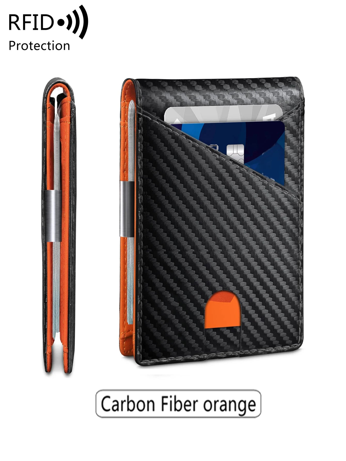 Minimalist men's wallet RFID anti-theft brush double fold cross front pocket portable card holder 12 card multifunctional wallet