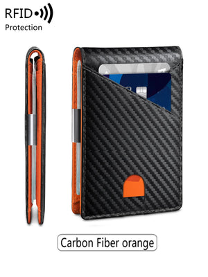 Minimalist men's wallet RFID anti-theft brush double fold cross front pocket portable card holder 12 card multifunctional wallet