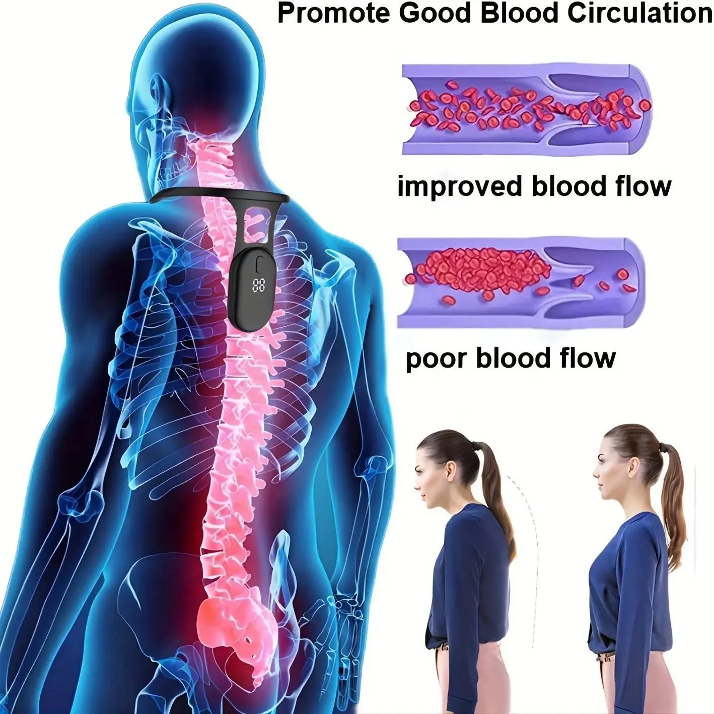 Smart Posture Corrector Vibration Posture Training Reminder Sensor Back Posture Neck Hump Corrector for Adult Kids