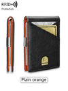 Minimalist men's wallet RFID anti-theft brush double fold cross front pocket portable card holder 12 card multifunctional wallet